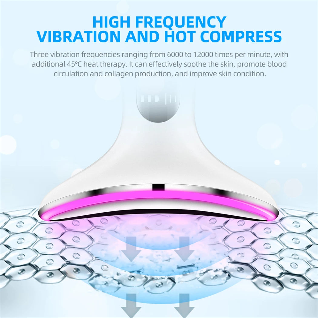 CkeyiN 4 Color Neck Beauty Device EMS Face Lifting Machine Double Chin Remover LED Anti Wrinkle Skin Tightening Facial Massager